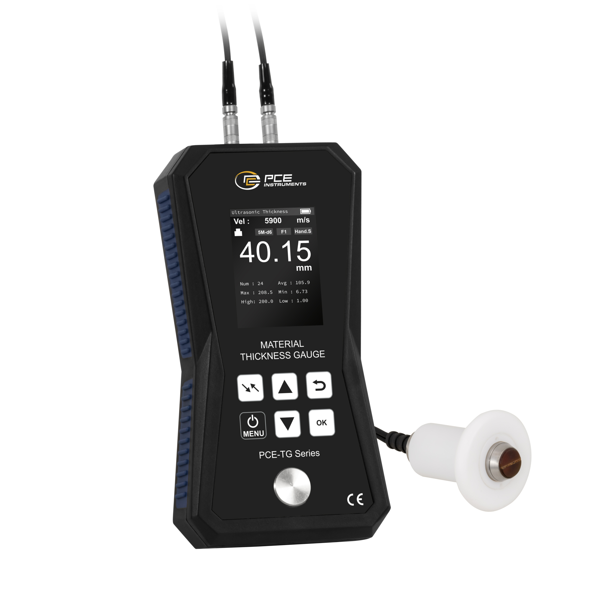 PCE Material Thickness Gauge — Measures Up to 300mm, Sonic Velocity Storage, Model# PCE-TG 150A HT